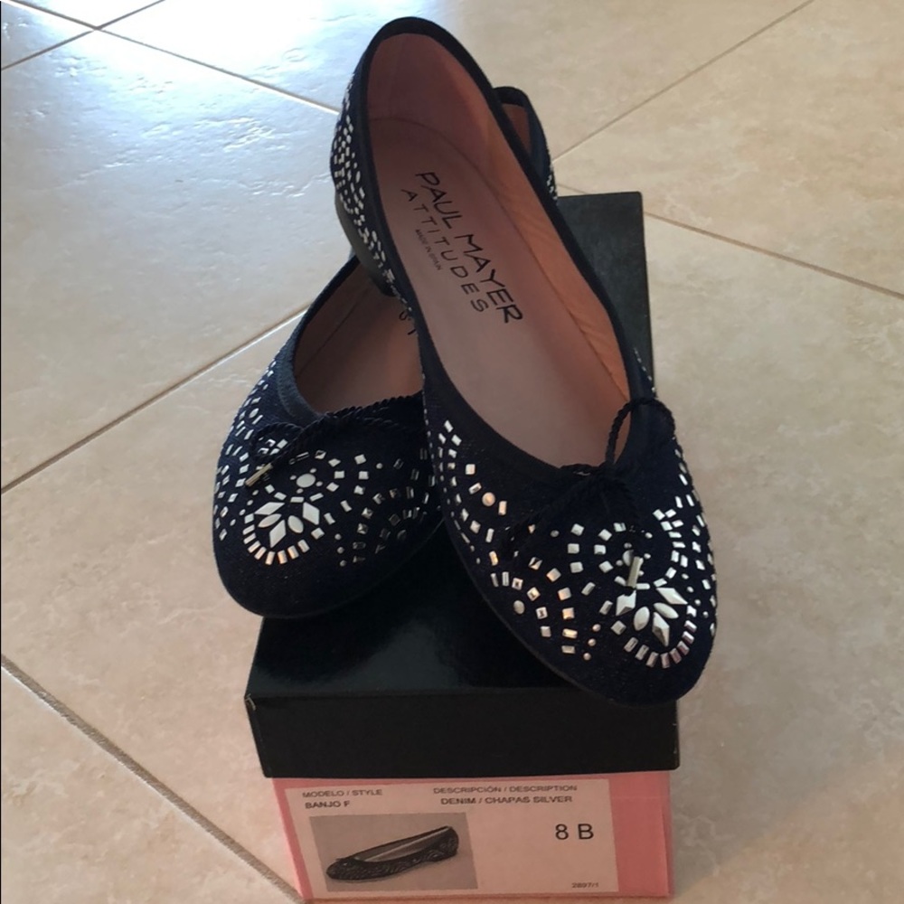 Paul Mayer Ballet Flat Denim Silver